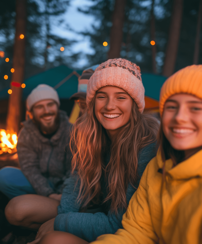 Вечерний костёр в палаточном лагере